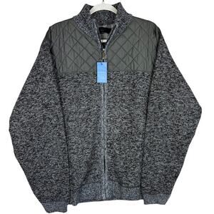 NWT Gioberti Men 2XL Quilted Sweater Jacket Full Zip Flannel Lined Charcoal‎ $60